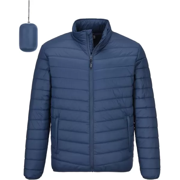imageOutdoor Ventures Mens Lightweight Packable Puffer Winter Jacket Insulated Puffy Coat for Snow Ski Hiking TravelCollegiate Navyfold in Bag