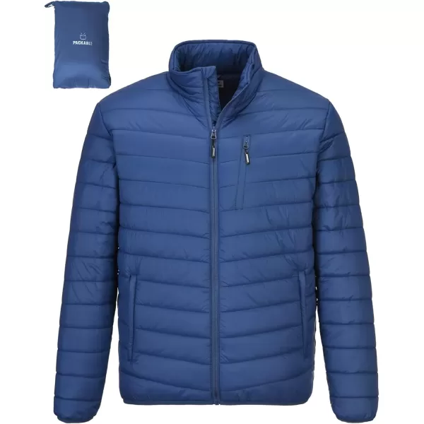 imageOutdoor Ventures Mens Lightweight Packable Puffer Winter Jacket Insulated Puffy Coat for Snow Ski Hiking TravelCollegiate Navyfold in Pocket