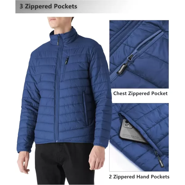 imageOutdoor Ventures Mens Lightweight Packable Puffer Winter Jacket Insulated Puffy Coat for Snow Ski Hiking TravelCollegiate Navyfold in Pocket