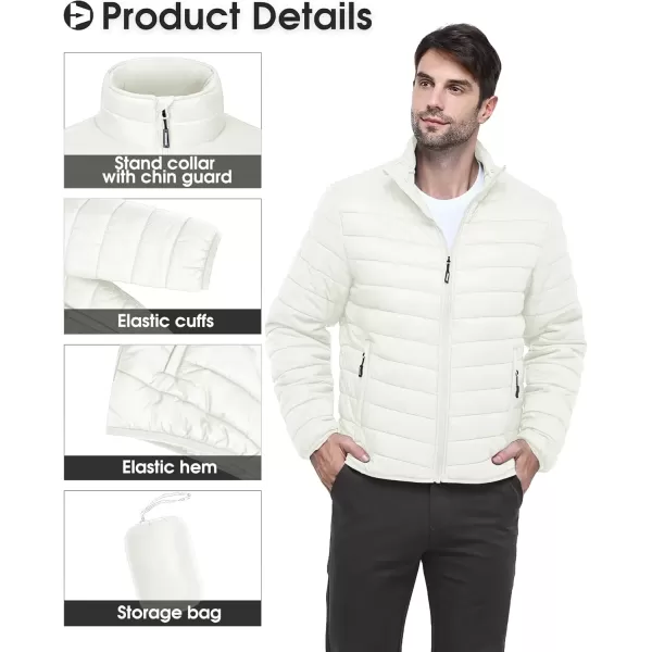 imageOutdoor Ventures Mens Lightweight Packable Puffer Winter Jacket Insulated Puffy Coat for Snow Ski Hiking TravelCreamfold in Pocket Or Bag