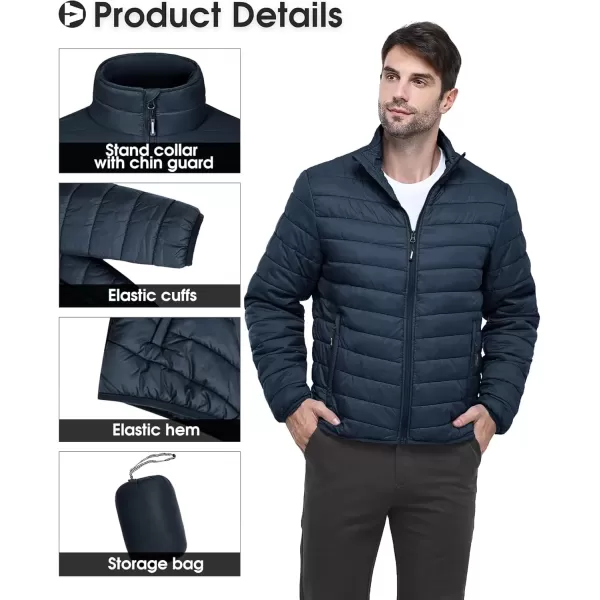 imageOutdoor Ventures Mens Lightweight Packable Puffer Winter Jacket Insulated Puffy Coat for Snow Ski Hiking TravelDark Denimfold in Pocket Or Bag