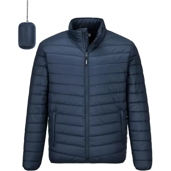 imageOutdoor Ventures Mens Lightweight Packable Puffer Winter Jacket Insulated Puffy Coat for Snow Ski Hiking TravelDark Denimfold in Pocket Or Bag