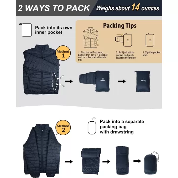 imageOutdoor Ventures Mens Lightweight Packable Puffer Winter Jacket Insulated Puffy Coat for Snow Ski Hiking TravelDark Denimfold in Pocket Or Bag