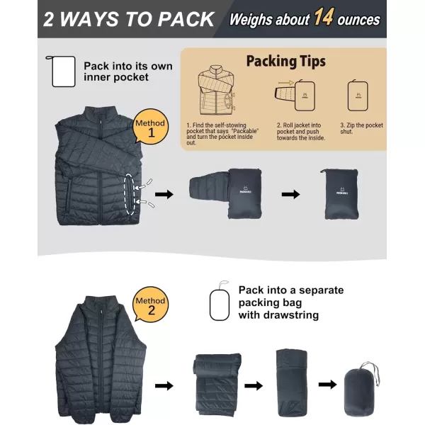 imageOutdoor Ventures Mens Lightweight Packable Puffer Winter Jacket Insulated Puffy Coat for Snow Ski Hiking TravelDark Greyfold in Pocket Or Bag