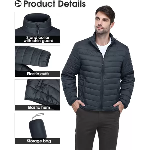 imageOutdoor Ventures Mens Lightweight Packable Puffer Winter Jacket Insulated Puffy Coat for Snow Ski Hiking TravelDark Greyfold in Pocket Or Bag