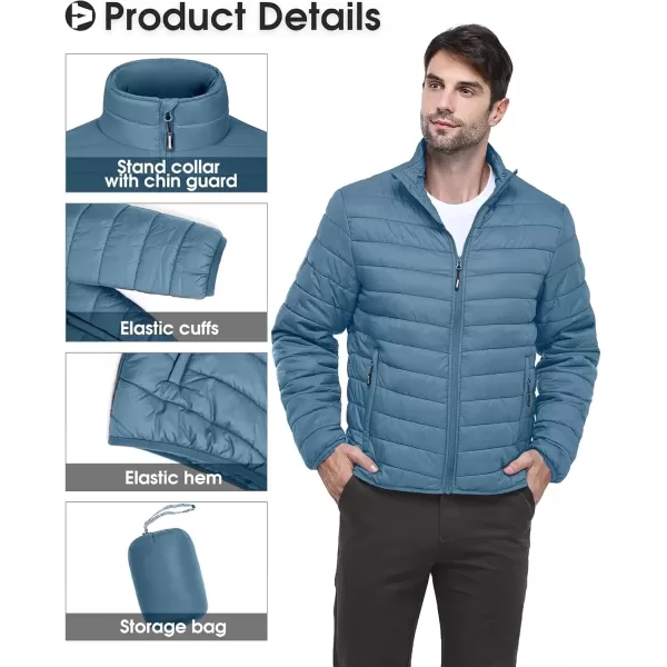 imageOutdoor Ventures Mens Lightweight Packable Puffer Winter Jacket Insulated Puffy Coat for Snow Ski Hiking TravelGrayish Bluefold in Pocket Or Bag