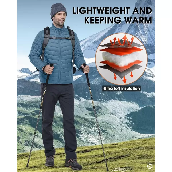 imageOutdoor Ventures Mens Lightweight Packable Puffer Winter Jacket Insulated Puffy Coat for Snow Ski Hiking TravelGrayish Bluefold in Pocket Or Bag