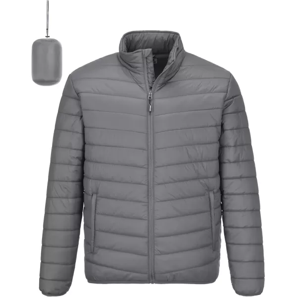 imageOutdoor Ventures Mens Lightweight Packable Puffer Winter Jacket Insulated Puffy Coat for Snow Ski Hiking TravelGreyfold in Bag
