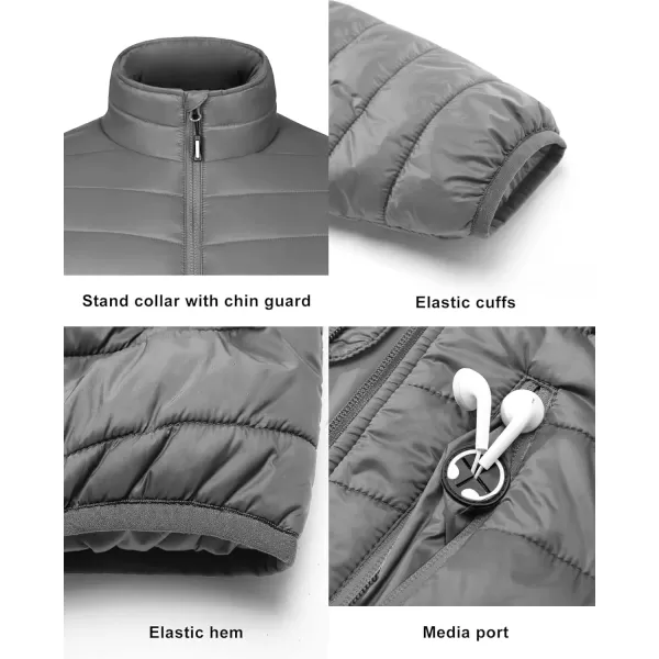 imageOutdoor Ventures Mens Lightweight Packable Puffer Winter Jacket Insulated Puffy Coat for Snow Ski Hiking TravelGreyfold in Pocket