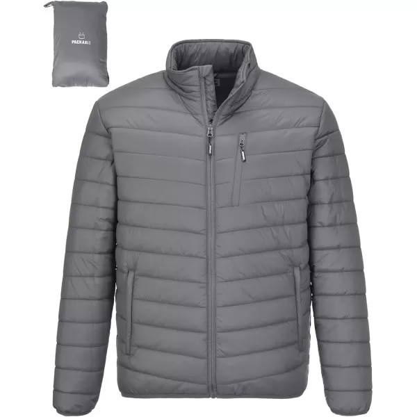 imageOutdoor Ventures Mens Lightweight Packable Puffer Winter Jacket Insulated Puffy Coat for Snow Ski Hiking TravelGreyfold in Pocket