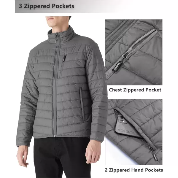 imageOutdoor Ventures Mens Lightweight Packable Puffer Winter Jacket Insulated Puffy Coat for Snow Ski Hiking TravelGreyfold in Pocket