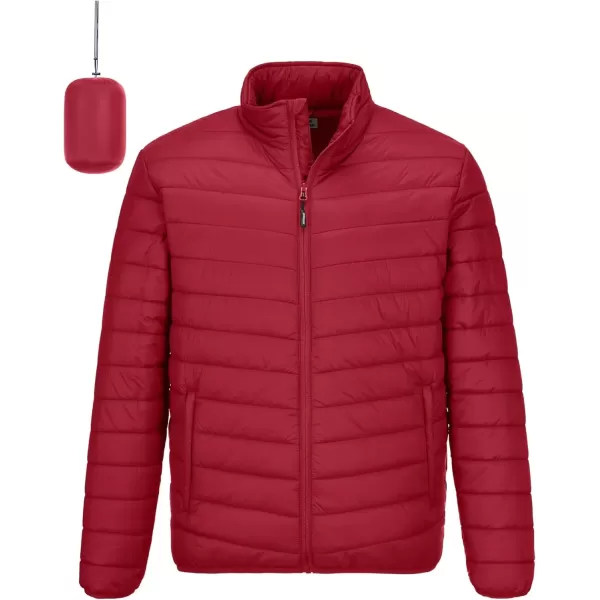imageOutdoor Ventures Mens Lightweight Packable Puffer Winter Jacket Insulated Puffy Coat for Snow Ski Hiking TravelMountain Redfold in Bag