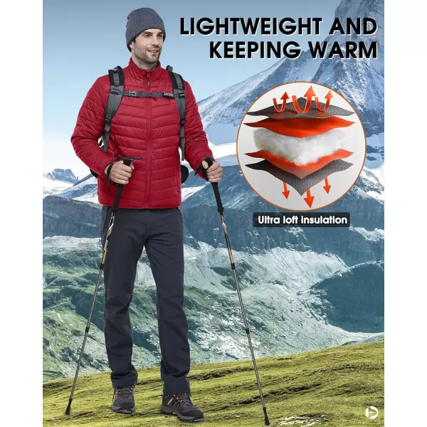 imageOutdoor Ventures Mens Lightweight Packable Puffer Winter Jacket Insulated Puffy Coat for Snow Ski Hiking TravelMountain Redfold in Bag