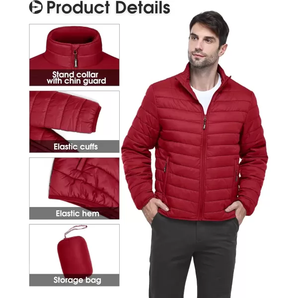 imageOutdoor Ventures Mens Lightweight Packable Puffer Winter Jacket Insulated Puffy Coat for Snow Ski Hiking TravelMountain Redfold in Bag