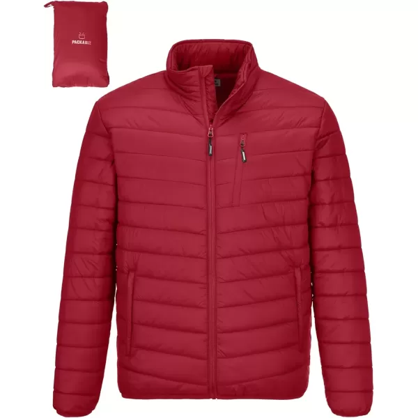 imageOutdoor Ventures Mens Lightweight Packable Puffer Winter Jacket Insulated Puffy Coat for Snow Ski Hiking TravelMountain Redfold in Pocket