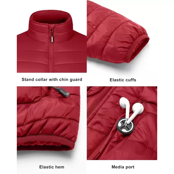 imageOutdoor Ventures Mens Lightweight Packable Puffer Winter Jacket Insulated Puffy Coat for Snow Ski Hiking TravelMountain Redfold in Pocket