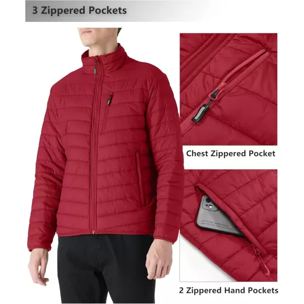 imageOutdoor Ventures Mens Lightweight Packable Puffer Winter Jacket Insulated Puffy Coat for Snow Ski Hiking TravelMountain Redfold in Pocket