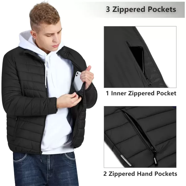 imageOutdoor Ventures Mens Lightweight Packable Puffer Winter Jacket Insulated Puffy Coat for Snow Ski Hiking TravelNew Blackfold in Bag
