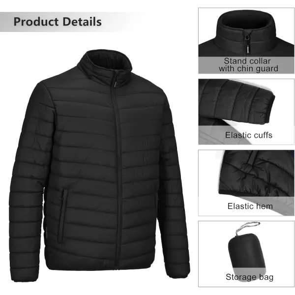 imageOutdoor Ventures Mens Lightweight Packable Puffer Winter Jacket Insulated Puffy Coat for Snow Ski Hiking TravelNew Blackfold in Bag