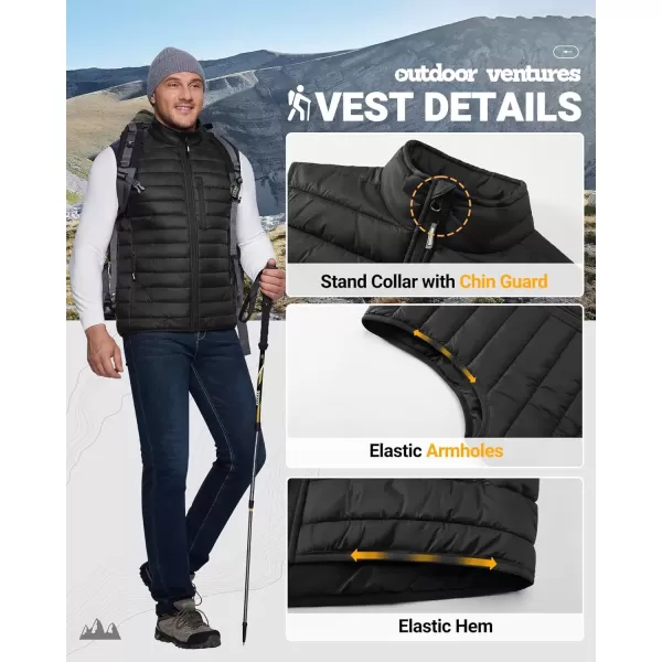 imageOutdoor Ventures Mens Lightweight Puffer Vest Outerwear Warm Quilted Sleeveless Packable Winter Jacket for Hiking RunningBlack
