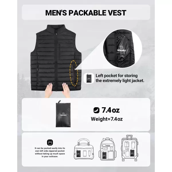 imageOutdoor Ventures Mens Lightweight Puffer Vest Outerwear Warm Quilted Sleeveless Packable Winter Jacket for Hiking RunningBlack