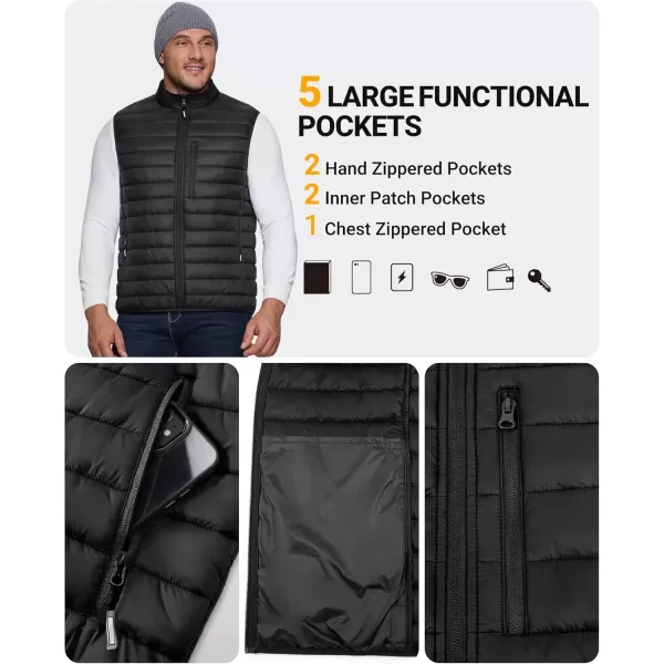 imageOutdoor Ventures Mens Lightweight Puffer Vest Outerwear Warm Quilted Sleeveless Packable Winter Jacket for Hiking RunningBlack