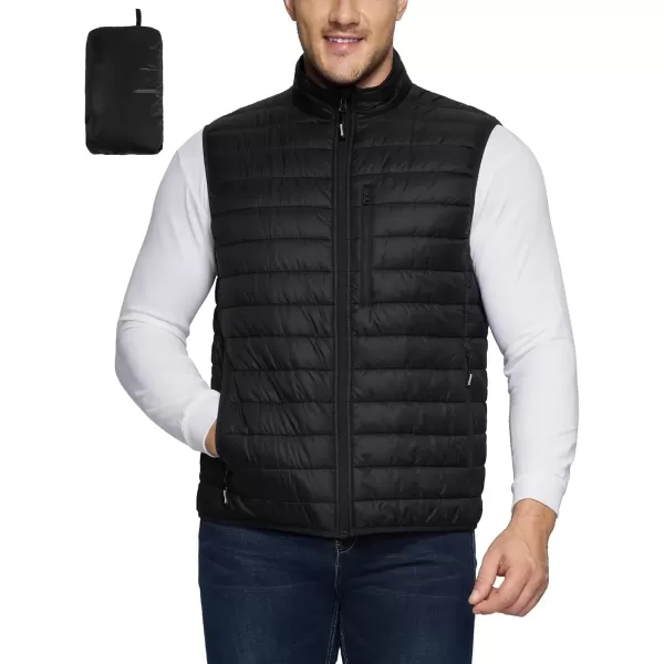 imageOutdoor Ventures Mens Lightweight Puffer Vest Outerwear Warm Quilted Sleeveless Packable Winter Jacket for Hiking RunningBlack