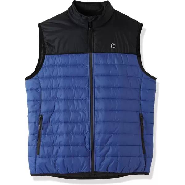 imageOutdoor Ventures Mens Lightweight Puffer Vest Outerwear Warm Quilted Sleeveless Packable Winter Jacket for Hiking RunningBlackBlue