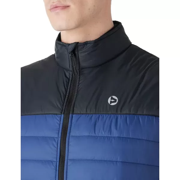 imageOutdoor Ventures Mens Lightweight Puffer Vest Outerwear Warm Quilted Sleeveless Packable Winter Jacket for Hiking RunningBlackBlue