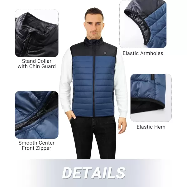 imageOutdoor Ventures Mens Lightweight Puffer Vest Outerwear Warm Quilted Sleeveless Packable Winter Jacket for Hiking RunningBlackBlue
