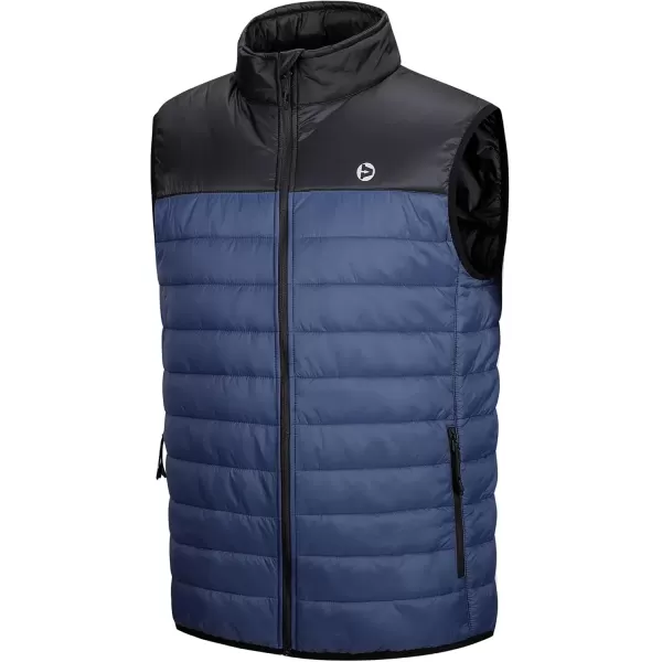 imageOutdoor Ventures Mens Lightweight Puffer Vest Outerwear Warm Quilted Sleeveless Packable Winter Jacket for Hiking RunningBlackBlue
