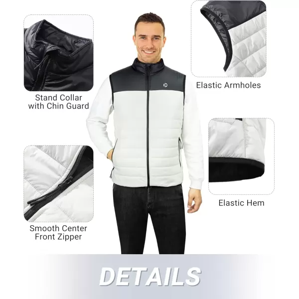 imageOutdoor Ventures Mens Lightweight Puffer Vest Outerwear Warm Quilted Sleeveless Packable Winter Jacket for Hiking RunningBlackWhite