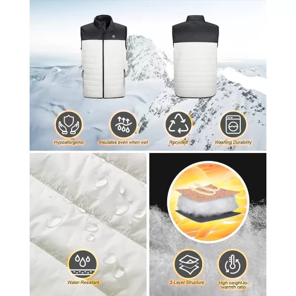 imageOutdoor Ventures Mens Lightweight Puffer Vest Outerwear Warm Quilted Sleeveless Packable Winter Jacket for Hiking RunningBlackWhite