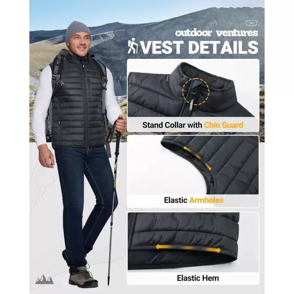 imageOutdoor Ventures Mens Lightweight Puffer Vest Outerwear Warm Quilted Sleeveless Packable Winter Jacket for Hiking RunningDark Grey