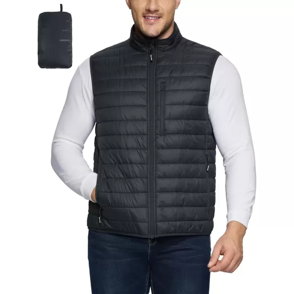 imageOutdoor Ventures Mens Lightweight Puffer Vest Outerwear Warm Quilted Sleeveless Packable Winter Jacket for Hiking RunningDark Grey