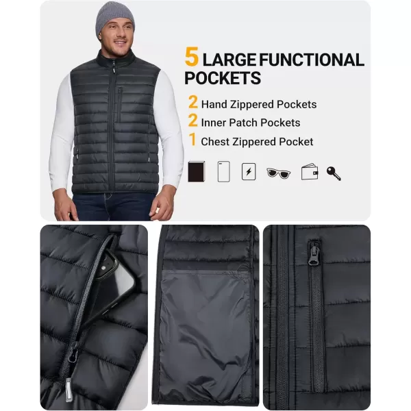 imageOutdoor Ventures Mens Lightweight Puffer Vest Outerwear Warm Quilted Sleeveless Packable Winter Jacket for Hiking RunningDark Grey