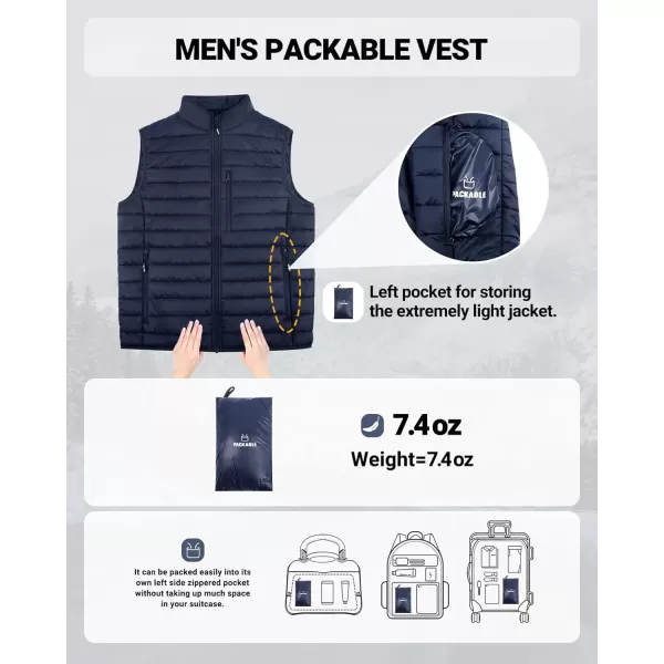 imageOutdoor Ventures Mens Lightweight Puffer Vest Outerwear Warm Quilted Sleeveless Packable Winter Jacket for Hiking RunningDeep Blue