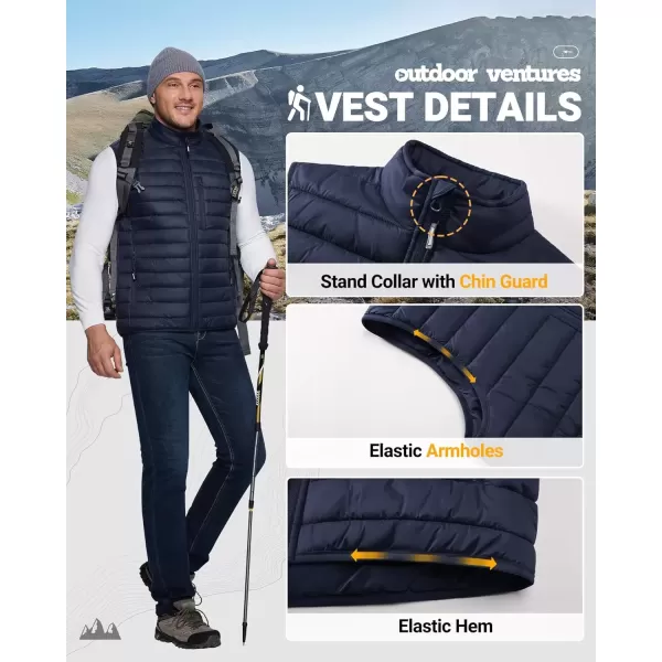 imageOutdoor Ventures Mens Lightweight Puffer Vest Outerwear Warm Quilted Sleeveless Packable Winter Jacket for Hiking RunningDeep Blue