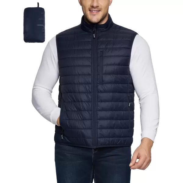 imageOutdoor Ventures Mens Lightweight Puffer Vest Outerwear Warm Quilted Sleeveless Packable Winter Jacket for Hiking RunningDeep Blue