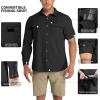 imageOutdoor Ventures Mens UPF 50 UV Sun Protection Shirt Long Sleeve Hiking Fishing Shirt Cooling Quick Dry for Safari TravelBlack