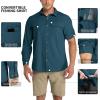 imageOutdoor Ventures Mens UPF 50 UV Sun Protection Shirt Long Sleeve Hiking Fishing Shirt Cooling Quick Dry for Safari TravelDark Green