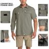 imageOutdoor Ventures Mens UPF 50 UV Sun Protection Shirt Long Sleeve Hiking Fishing Shirt Cooling Quick Dry for Safari TravelGreen Gray