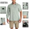 imageOutdoor Ventures Mens UPF 50 UV Sun Protection Shirt Long Sleeve Hiking Fishing Shirt Cooling Quick Dry for Safari TravelLight Green