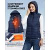 imageOutdoor Ventures Womens Lightweight Packable Hooded Puffer Vest Outerwear Zip Up Warm Sleeveless Winter Jacket Quilted CoatBlue