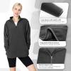 imageOutdoor Ventures Womens Loose Fit 14 Quarter Zip Soft Lightweight Polar Fleece Pullover Jacket with Zipper PocketBlack