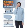 imageOutdoor Ventures Womens Softshell Jacket with Hood Fleece Lined Warm Lightweight Waterproof Insulated WindbreakerLight Blue