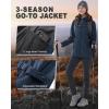 imageOutdoor Ventures Womens Softshell Jacket with Removable Hood Insulated Windbreaker Waterproof Warm Fleece Lined CoatBlue Melange