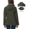 imageOutdoor Ventures Womens Softshell Jacket with Removable Hood Insulated Windbreaker Waterproof Warm Fleece Lined CoatOlive Green