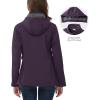 imageOutdoor Ventures Womens Softshell Jacket with Removable Hood Insulated Windbreaker Waterproof Warm Fleece Lined CoatPurple