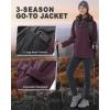 imageOutdoor Ventures Womens Softshell Jacket with Removable Hood Insulated Windbreaker Waterproof Warm Fleece Lined CoatPurplish Red Heather